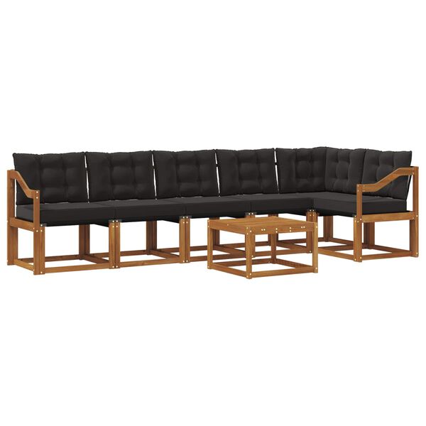 vidaXL &Uacute;ti s&oacute;fasett me&eth; p&uacute;&eth;i 7 pcs N&aacute;tt&uacute;rulegur og svartur