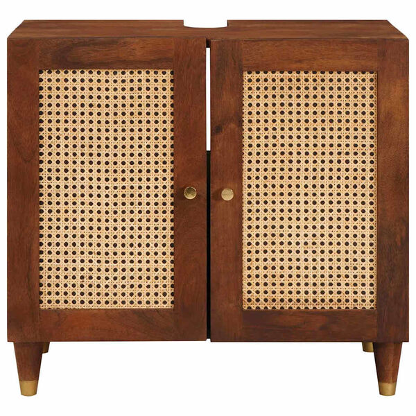 vidaXL Vaskask&aacute;pur me&eth; hillu Br&uacute;nn 62 x 33 x 58 cm Samsettur vi&eth;ur