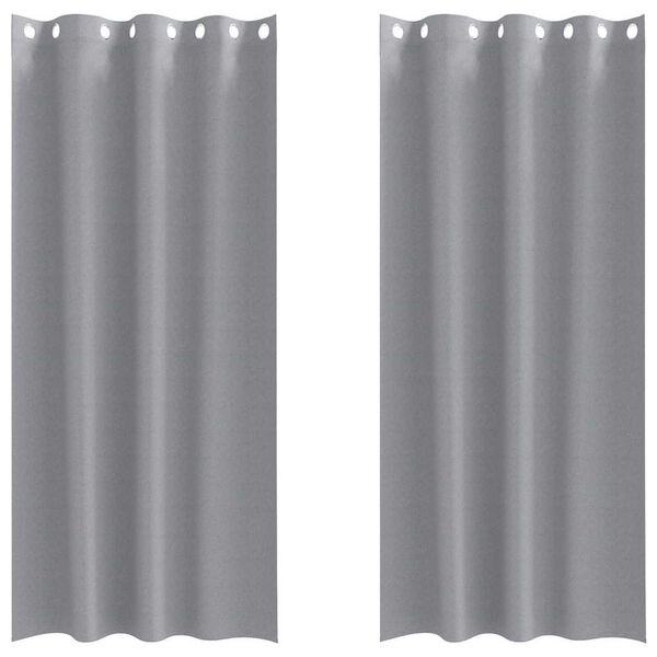 vidaXL Svartgard&iacute;nur me&eth; hringjum 2 pcs Lj&oacute;sgr&aacute;r 260 x 140 cm