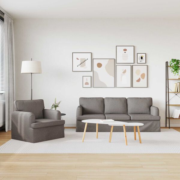 vidaXL S&oacute;fi 2 pcs M&oacute;gr&aacute;r 144 x 80 x 85 cm d&uacute;kur