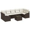 vidaXL S&oacute;fasett me&eth; p&uacute;&eth;i me&eth; geymslu 8 pcs Br&uacute;nn og Rj&oacute;ma p&oacute;l&yacute;rattan