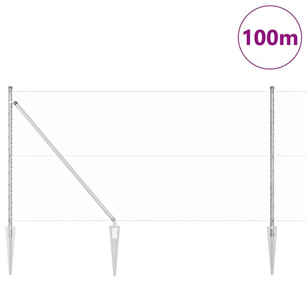 vidaXL Gir&eth;ingarp&oacute;stur Silfur 100 x 1 m (36 mm net) St&aacute;l