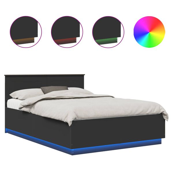 vidaXL Ramsv&iacute;k me&eth; LED r&aelig;mum Svartur 150 x 200 cm Samsettur vi&eth;ur