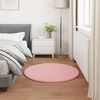 vidaXL Anti-Slip Faux Rabbit Fur Rug Olite Bleikur &Oslash; 100 cm P&oacute;l&yacute;ester