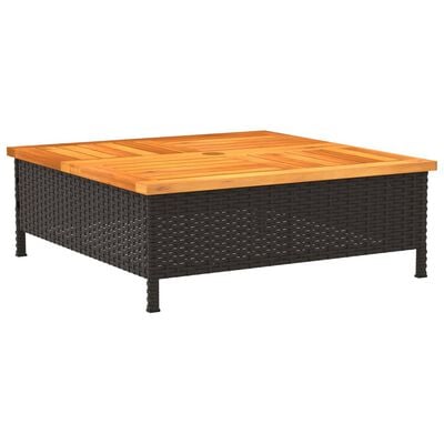 vidaXL Garðborð Svart 70x70x25 cm Rattan og Akasíuviður