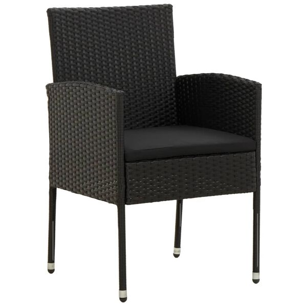 vidaXL 3 Parta Garðhúsgagnasett Pólýrattan Svart