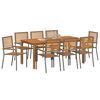 vidaXL Gar&eth;ur bor&eth;sett 9 pcs Gr&aacute;r Poly rattan