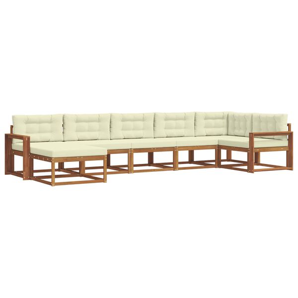 vidaXL &Uacute;ti s&oacute;fasett me&eth; p&uacute;&eth;i 7 pcs N&aacute;tt&uacute;rulegt og Krem