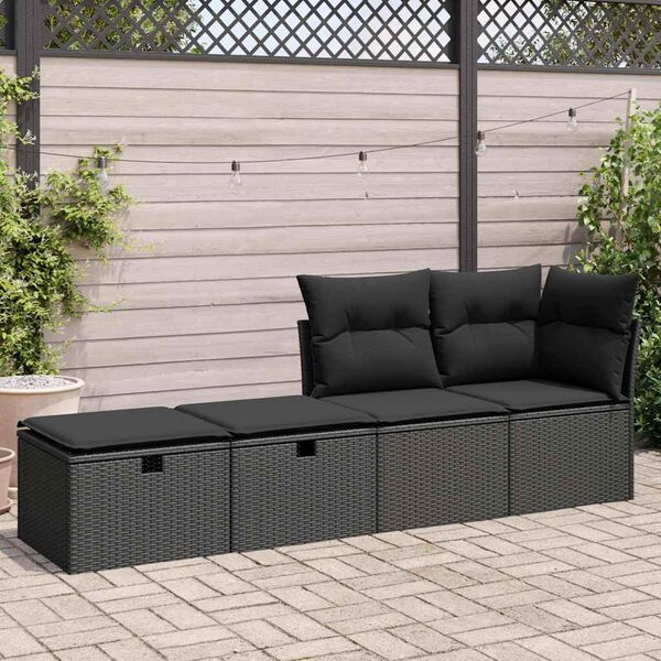 vidaXL 2 stykki gar&eth;s&oacute;fasett me&eth; p&uacute;&eth;um Black Poly Rattan Acacia