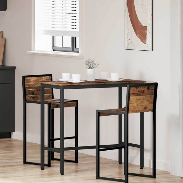 vidaXL bor&eth; Gamalt timbur 100 x 50 x 90,5 cm Vinnslutr&eacute; og st&aacute;li