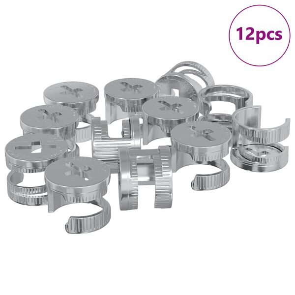 vidaXL Cam l&aacute;s skr&uacute;fur 12 pcs Silfur 12 x 10 mm M&aacute;lmur