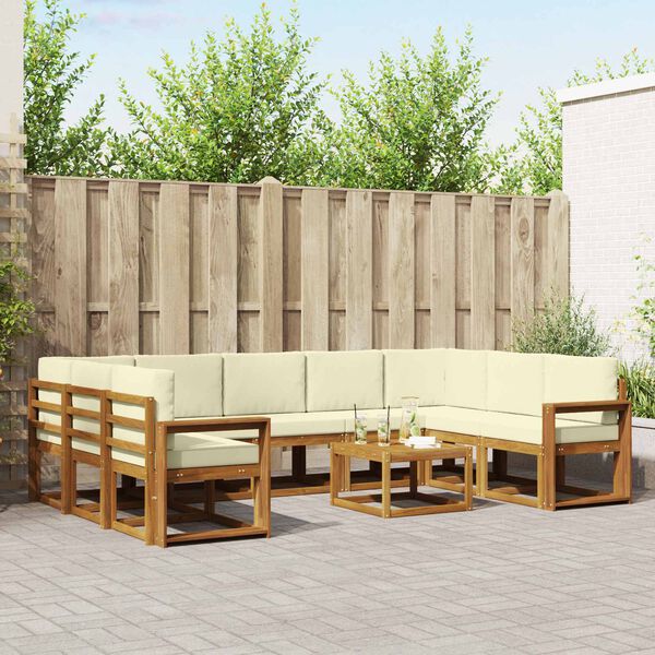 vidaXL &Uacute;ti s&oacute;fasett me&eth; p&uacute;&eth;i 10 pcs N&aacute;tt&uacute;rulegt og Krem