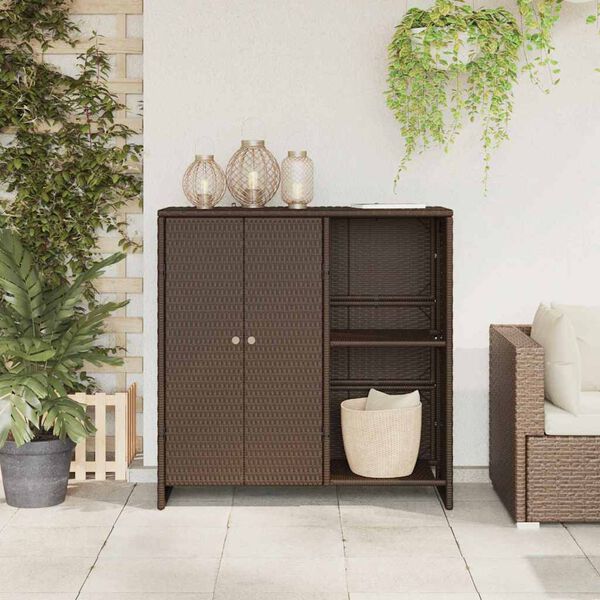 vidaXL Geymsluskápur með geymslu Brúnn 100 x 36 x 102 cm Rattan