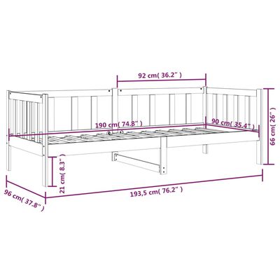 vidaXL Svefnsófi án Dýnu Svart 90x190 cm Gegnheil Fura