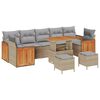 vidaXL Gar&eth;s&oacute;fa sett me&eth; p&uacute;&eth;i 13 pcs Beige og lj&oacute;sgr&aacute;r p&oacute;l&yacute;rattan