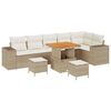 vidaXL Gar&eth;s&oacute;fa sett me&eth; p&uacute;&eth;i 9 pcs Beige og krem p&oacute;l&yacute;rattan