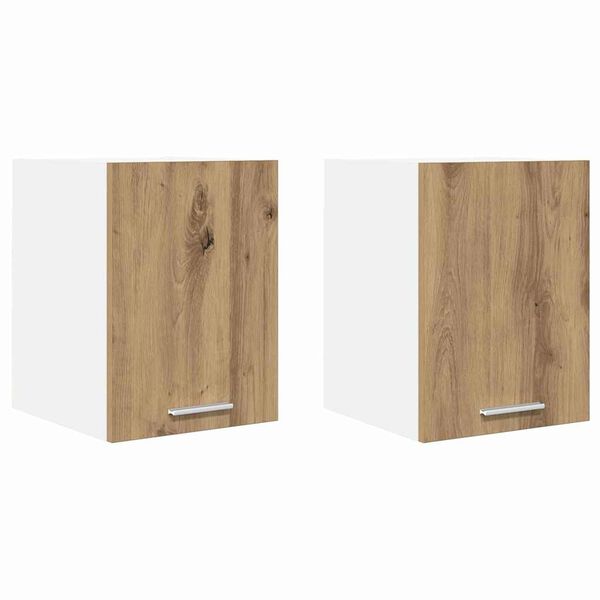 vidaXL Vegghengdur sk&aacute;pur 2 pcs Handverks eik og hv&iacute;t 30 x 31 x 40 cm