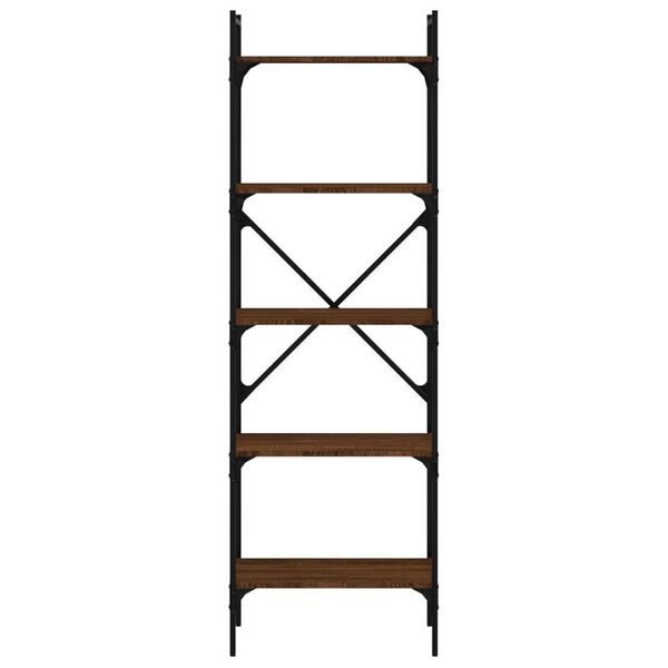 vidaXL B&oacute;kahilla m/ 5 Hillum Eikarlitur 56x31,5x174 cm Samsettur Vi&eth;ur