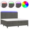 vidaXL H&oacute;lfa&eth; Springr&uacute;m me&eth; D&yacute;nu&LED D&ouml;kkgr&aacute;tt 200x200 cm Flauel