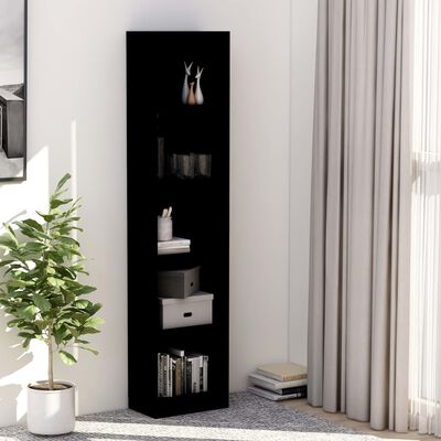 800847 vidaXL 5-Tier Book Cabinet Black 40x24x175 cm Chipboard