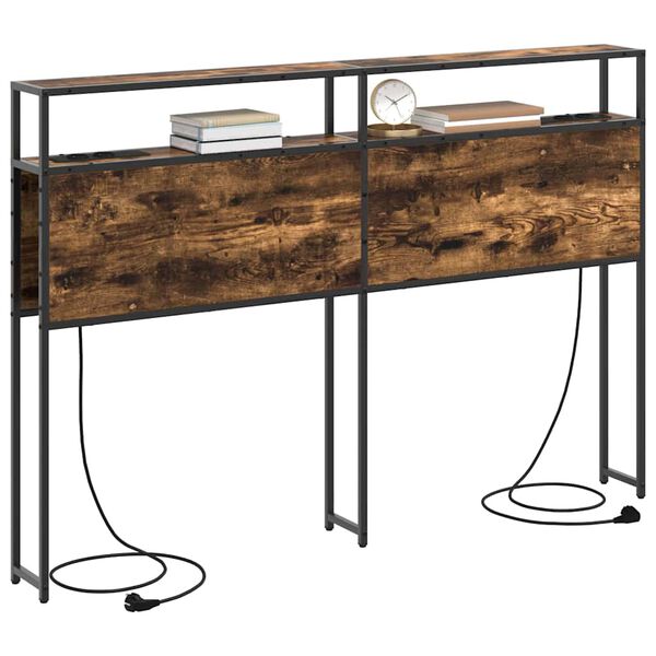 vidaXL Geymslu h&ouml;f&eth;ah&ouml;gg me&eth; hillu Reykt eik 150 cm Samsettur vi&eth;ur