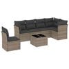 vidaXL 7-Hluta Gar&eth;s&oacute;fasett me&eth; Sessum Gr&aacute;tt P&oacute;l&yacute;rattan