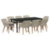 vidaXL Gar&eth;ur bor&eth;sett me&eth; p&uacute;&eth;i 9 pcs Lj&oacute;sgr&aacute;r p&oacute;l&yacute;rattan