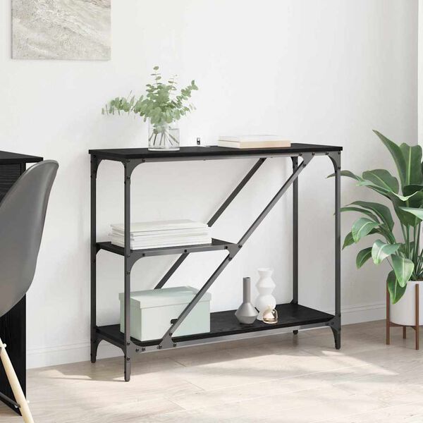 vidaXL Veggbor&eth; Svartur Eik 88,5 x 30 x 75 cm Samsettur vi&eth;ur