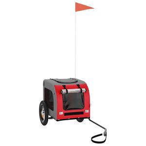 vidaXL Hundakerra fyrir Hj&oacute;l Rau&eth;ur og Gr&aacute;r Oxfordefni og J&aacute;rn