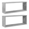 vidaXL Veggkubbahillur 2 stk. Steypugr&aacute;r 60x15x23 cm Samsettur Vi&eth;ur