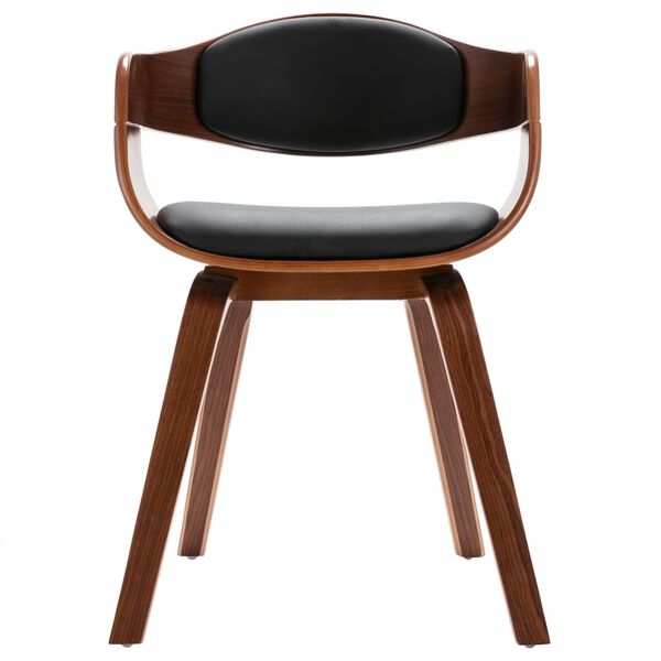 vidaXL Borðstofustólar 4 stk. Sveigður Viður og Leðurlíki