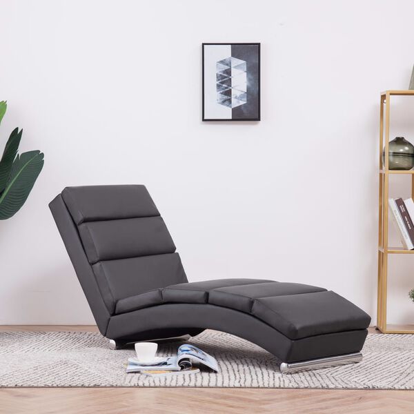 281293 vidaXL Chaise Longue Grey Faux Leather