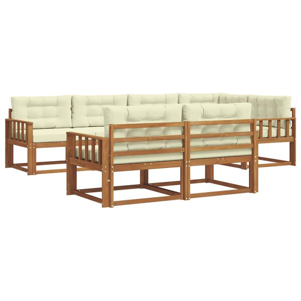 vidaXL &Uacute;ti s&oacute;fasett me&eth; p&uacute;&eth;i 7 pcs N&aacute;tt&uacute;rulegt og Krem