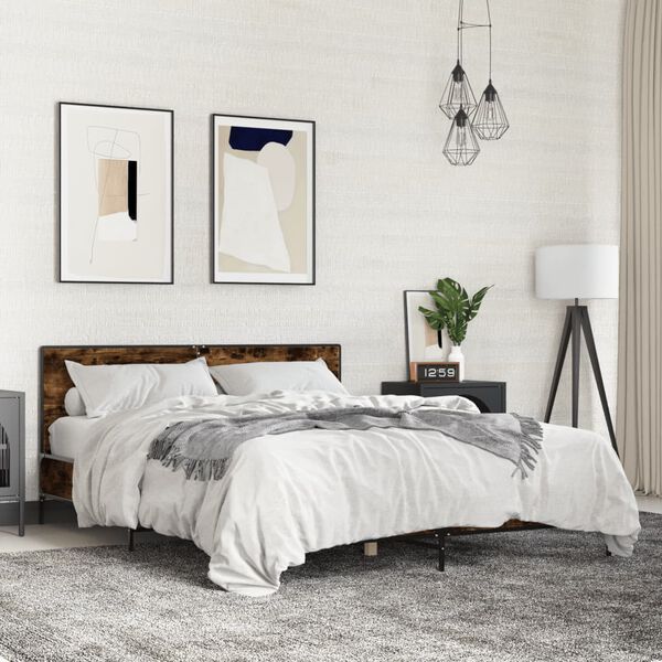 vidaXL R&uacute;mgrind &aacute;n D&yacute;nu Reykt&oacute;na Eikarlitur 160x200 cm