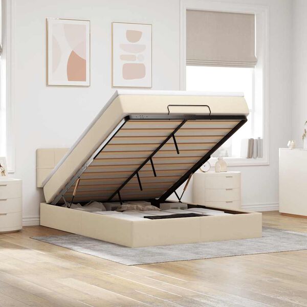 vidaXL Ottoman r&uacute;m me&eth; d&yacute;nukremi 140x190 cm Efni