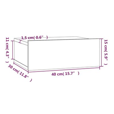 vidaXL Vegghengt Náttborð Reyktóna Eik 40x30x15cm Samsettur Viður