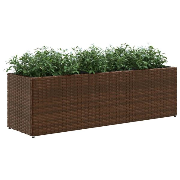 vidaXL Gr&oacute;&eth;urker me&eth; 3 Pottum 2 stk Br&uacute;nt 105x30x32 cm P&oacute;l&yacute;rattan