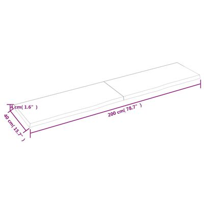 vidaXL Vegghilla Dökkbrún 200x40x(2-4) cm Meðhöndluð Gegnheil Eik