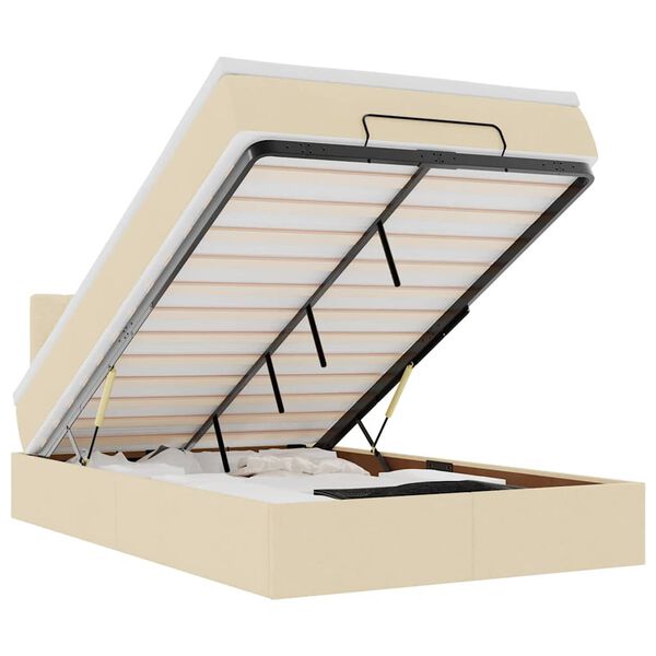 vidaXL Ottoman r&uacute;m me&eth; d&yacute;nu & LED krem 120x190cm Efni