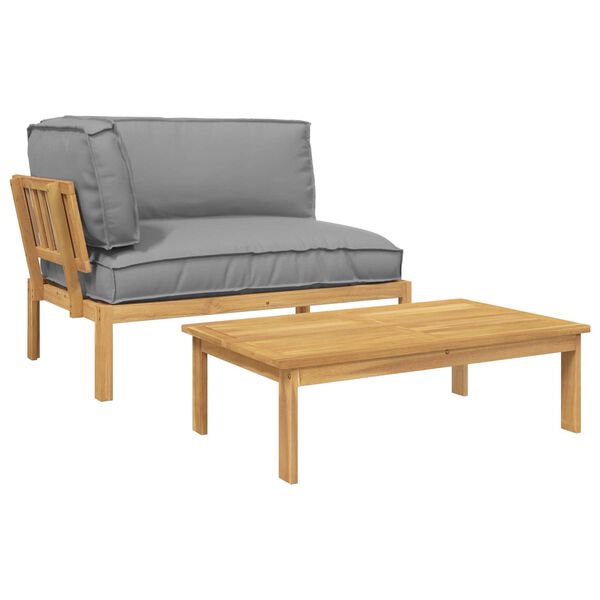 vidaXL S&oacute;fasett me&eth; p&uacute;&eth;i Einlita 2 pcs Gr&aacute;r Hrein akas&iacute;utr&eacute;