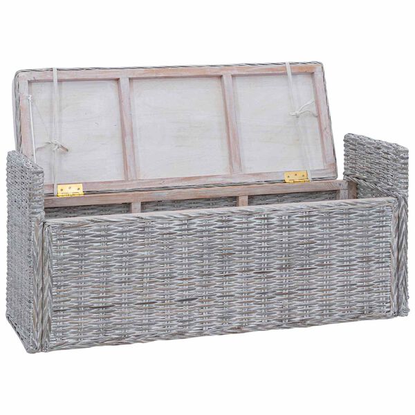 vidaXL Geymslubekkur me&eth; p&uacute;&eth;i Hv&iacute;tt &thorn;vott 110 x 40 x 50 cm Rattan