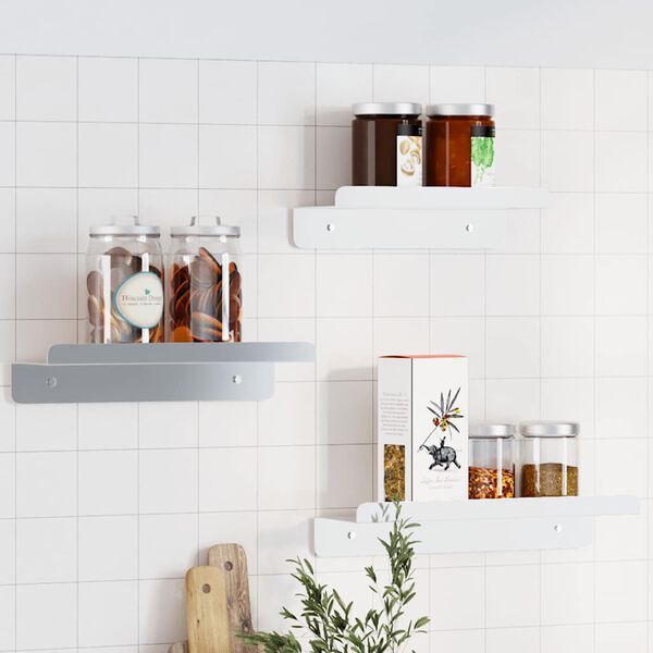 vidaXL Vegghillur 3 stk. Silfurlita&eth; Ry&eth;fr&iacute;tt St&aacute;l