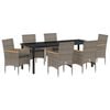 vidaXL Gar&eth;ur bor&eth;sett me&eth; p&uacute;&eth;i 7 pcs Gr&aacute;r p&oacute;l&yacute;rattan