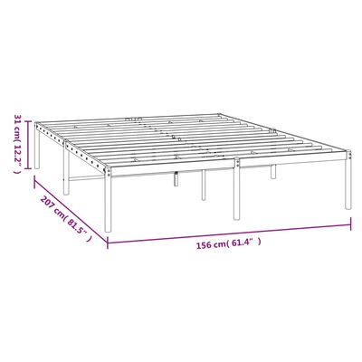 vidaXL Rúmgrind úr Málmi Hvít 150x200 cm