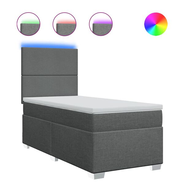 vidaXL H&oacute;lfa&eth; Springr&uacute;m D&ouml;kkgr&aacute;tt 90x200 cm Tauefni