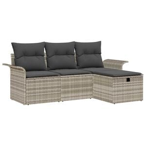 vidaXL Gar&eth;s&oacute;fa sett me&eth; p&uacute;&eth;i me&eth; geymslu 4 pcs Poly rattan