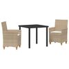 vidaXL Gar&eth;ur bor&eth;sett 3 pcs Drapplita&eth;ur p&oacute;l&yacute;rattan