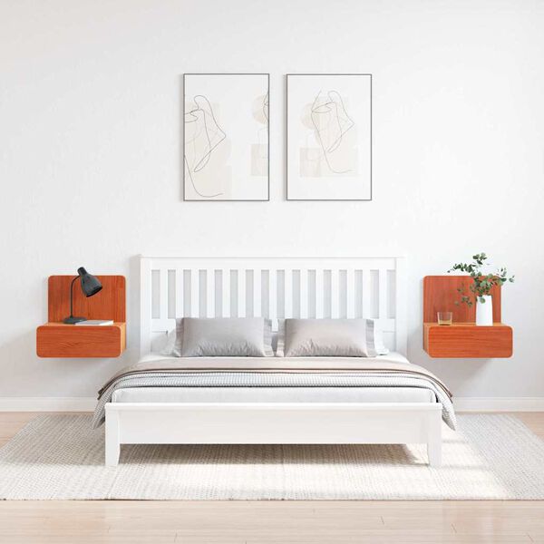 vidaXL N&aacute;ttbor&eth; 2 pcs Vaxbr&uacute;nn 44 x 32,5 x 40 cm Gegnheil fura