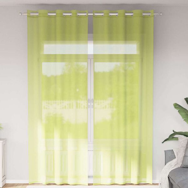 vidaXL Voile Gluggatj&ouml;ld me&eth; Grommets 2 stk Apple Green 140x300 cm