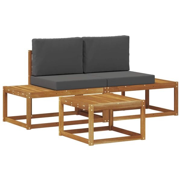 vidaXL &Uacute;ti s&oacute;fasett 3 pcs N&aacute;tt&uacute;rulegur Solid Akas&iacute;uskei&eth; og P&oacute;lyester